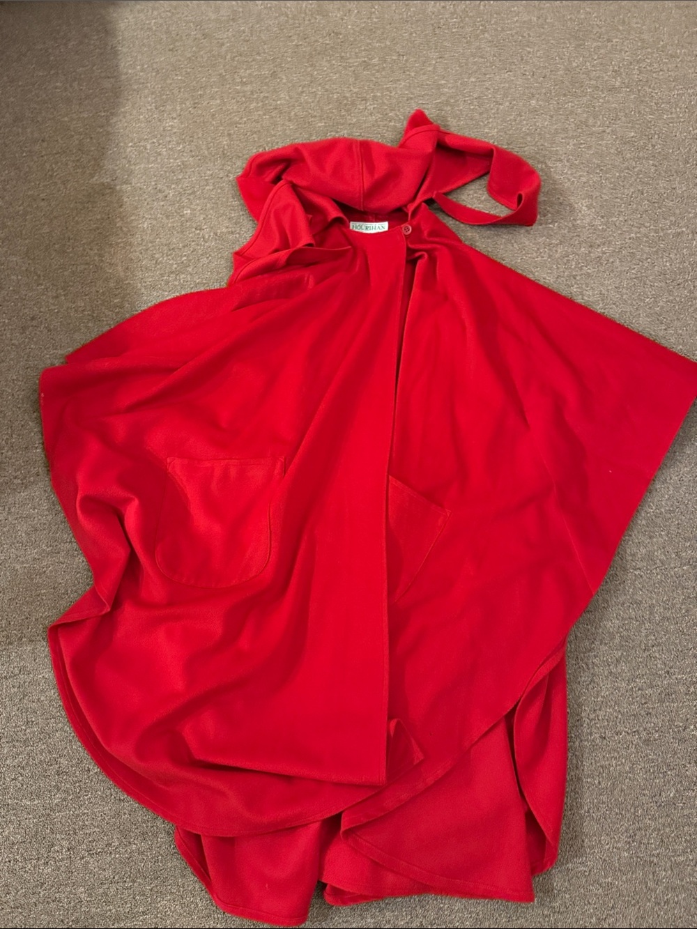 Unique Alert!  Vintage Irish Red Cape made of cashmere and wool